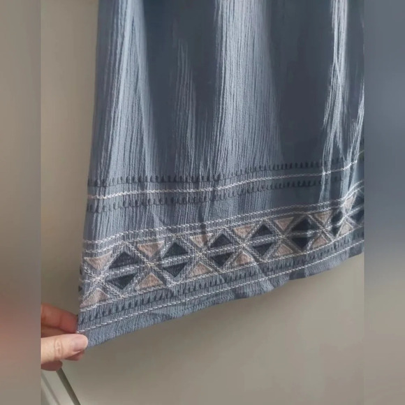 Knox Rose Blue Gauzy off shoulder embroidered Midi Dress Flutter sleeves L - Picture 5 of 8